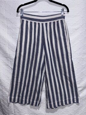 Madewell Striped Linen Blend Wide Leg Cropped Pants – Size Small